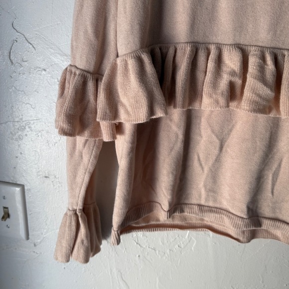 Cinq a Sept Beige Pink Silk Cashmere Ruffle Sweater XS Coquette Romantic - Picture 7 of 11